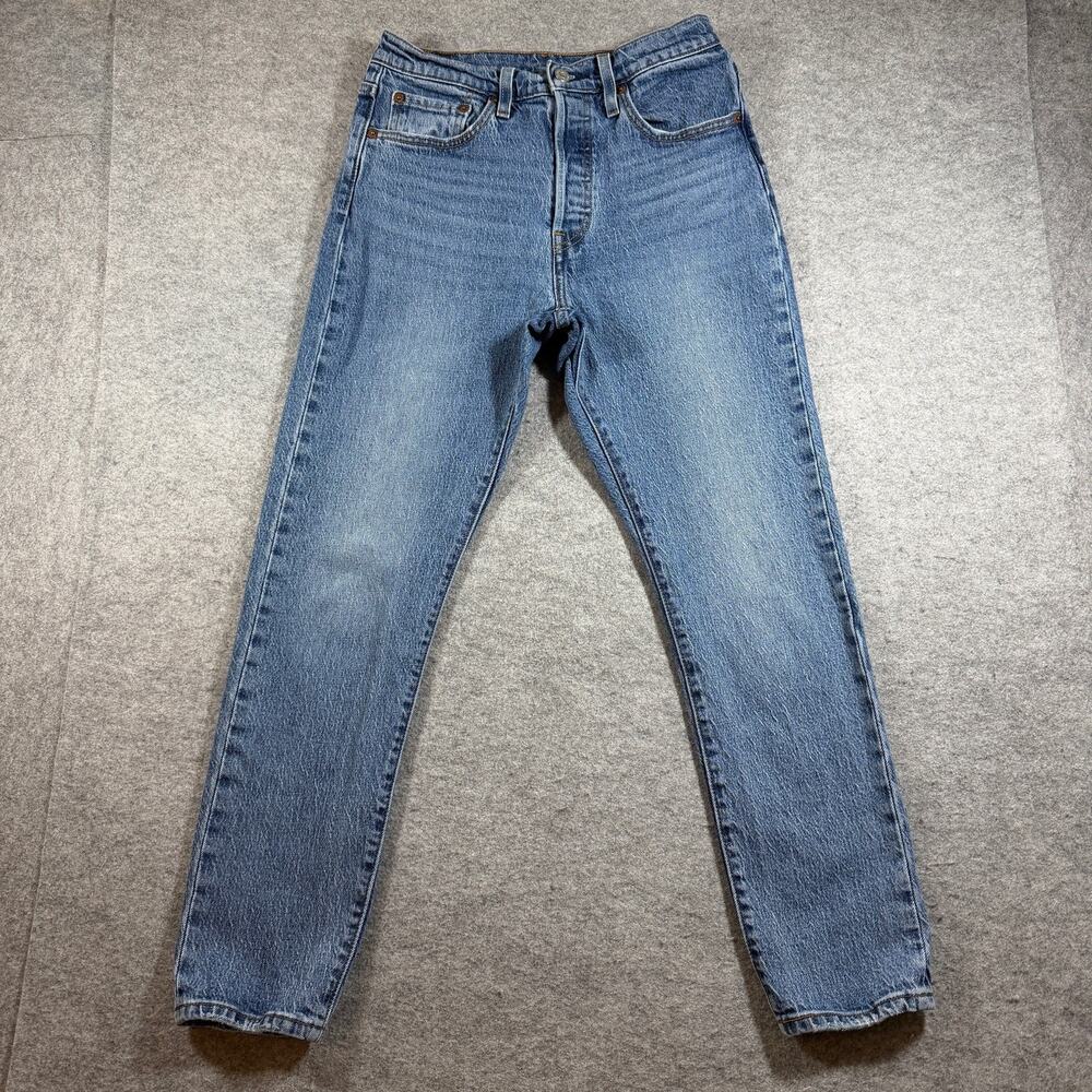 Levi's 501 Skinny Jeans Womens 27x28 Medium Wash Stretch Denim Red Tab